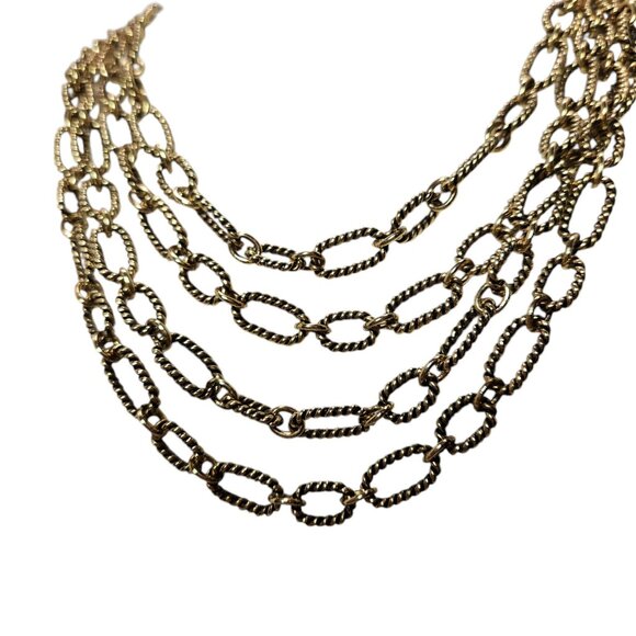 Authentic Premier Designs SAVANNAH Necklace Retired Goldtone Triple Strand - Picture 2 of 9